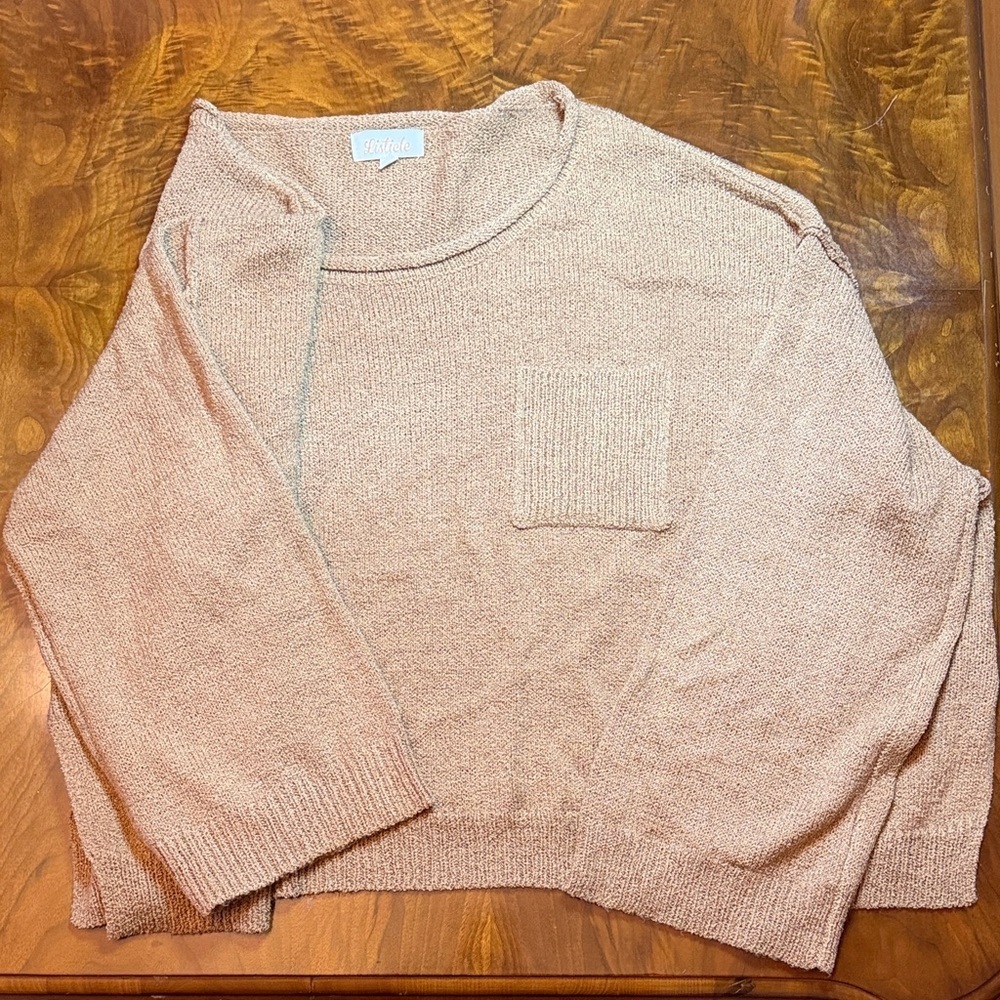 Listicle | Tan | Boucle Knit | Sweater | Pocket Detail | Large | Excellent